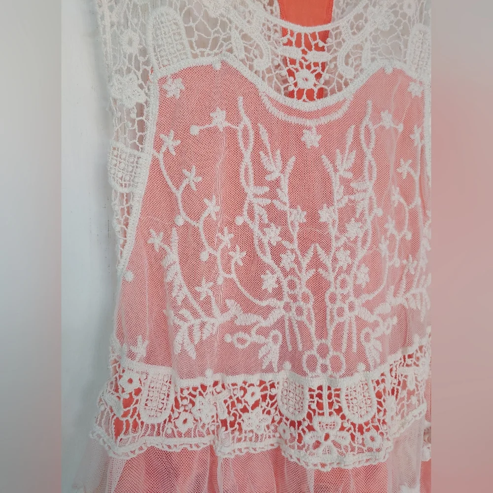 Jolt Crochet Tank Top from Buckle White/Cream and Coral Women's XS/S - Picture 5 of 7